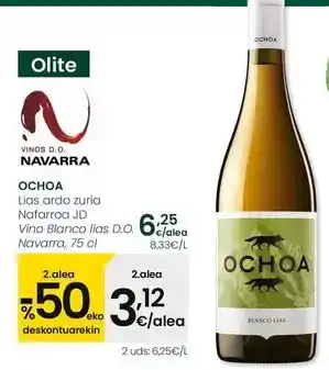 Eroski Ochoa - vino blanco lias d.o. navarra oferta