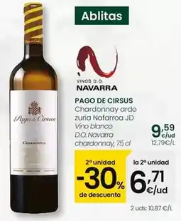 Eroski Pago de cirsus - vino blanco d.o. navarra chardonnay oferta