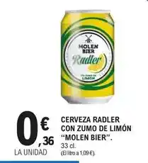 E.Leclerc Molen bier - cerveza radler con zumo de limon oferta