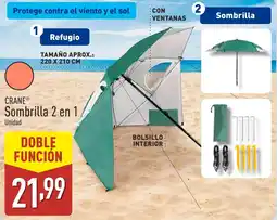 ALDI CRANE Sombrilla 2 en 1 oferta