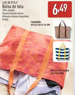 ALDI LIVE IN STYLE Bolsa de tela oferta