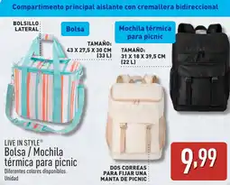 ALDI LIVE IN STYLE Bolsa / Mochila térmica para picnic oferta