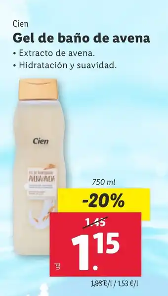 Lidl CIEN Gel de baño de avena oferta