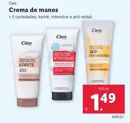 Lidl CIEN Crema de manos oferta