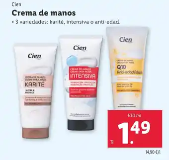 Lidl CIEN Crema de manos oferta
