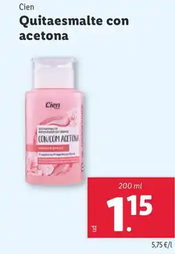 Lidl CIEN Quitaesmalte con acetona oferta