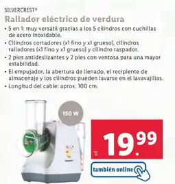 Lidl SILVERCREST Rallador eléctrico de verdura oferta