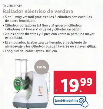 Lidl SILVERCREST Rallador eléctrico de verdura oferta