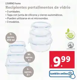 Lidl LIVARNO HOME Recipientes portalimentos de vidrio oferta