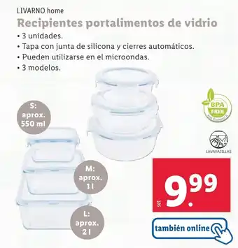 Lidl LIVARNO HOME Recipientes portalimentos de vidrio oferta
