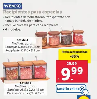 Lidl WENKO Recipientes para especias oferta