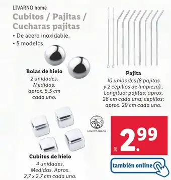 Lidl LIVARNO HOME Cubitos/Pajitas/ Cucharas pajitas oferta