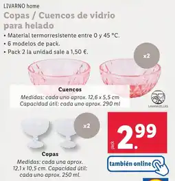 Lidl LIVARNO HOME Copas/Cuencos de vidrio para helado oferta