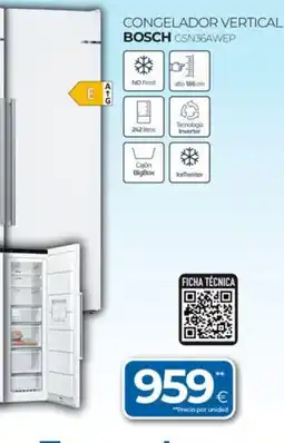 Tien 21 BOSCH Congelador vertical csn36awep oferta