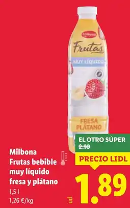 Lidl MILBONA Frutas bebible muy líquido fresa y plátano oferta