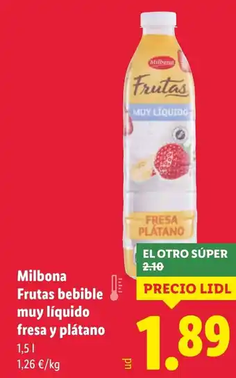 Lidl MILBONA Frutas bebible muy líquido fresa y plátano oferta