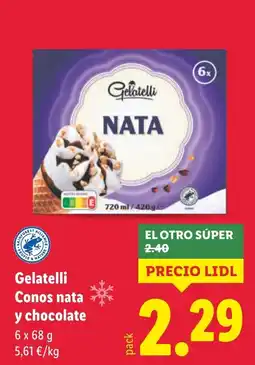 Lidl GELATELLI Conos nata y chocolate oferta