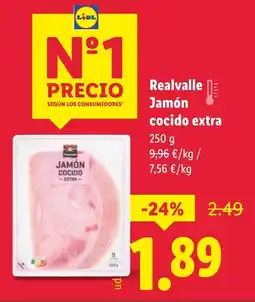 Lidl REALVALLE Jamón cocido extra oferta