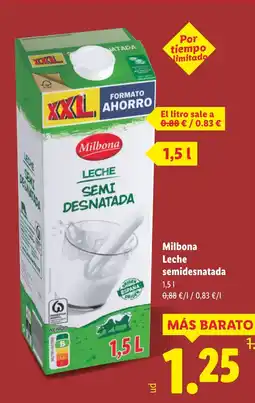 Lidl MILBONA Leche semidesnatada oferta