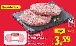 Lidl Burger meat de cerdo y vacuno oferta