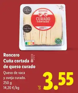 Lidl RONCERO Cuña cortada de queso curado oferta