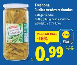 Lidl FRESHONA Judías verdes redondas oferta