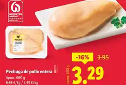 Lidl Pechuga de pollo entera oferta