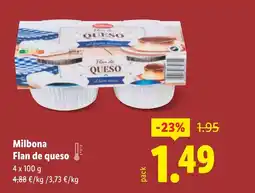 Lidl MILBONA Flan de queso oferta