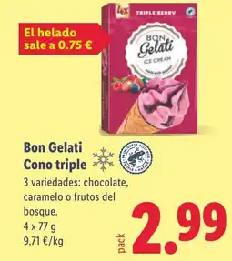 Lidl BON GELATI Cono triple oferta