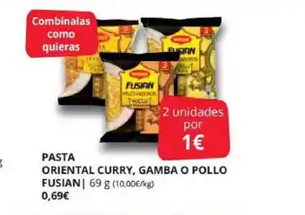 Supermercados MAS Pasta Oriental Curry, Gamba O Pollo Fusian 69g oferta