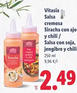 Lidl Vitasia Salsa cremosa Siracha con ajo y chili/ Salsa con soja, jengibre y chili oferta