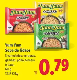 Lidl YUM YUM Sopa de fideos oferta