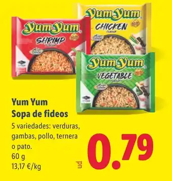 Lidl YUM YUM Sopa de fideos oferta