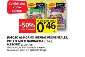 Supermercados MAS Jugoso Al Horno Hierbas Provenzales, Pollo Ajo O Barbacoa 34g oferta