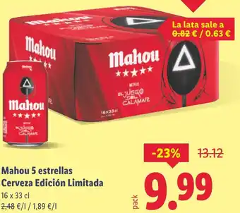 Lidl Mahou 5 estrellas Cerveza Edición Limitada oferta