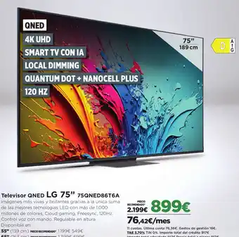 Hipercor LG Televisor QNED 75" 75QNED86T6A oferta