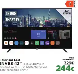 Hipercor Televisor LED INVES 43" LED-434KWBS2 oferta