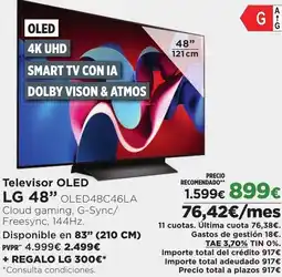 Hipercor LG Televisor OLED 48" OLED48C46LA oferta