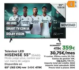 Hipercor HISENSE Televisor LED 55" oferta