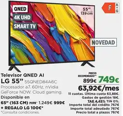 Hipercor LG Televisor QNED AI 55" 55QNED84A6C oferta