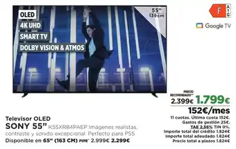 Hipercor SONY 55" Televisor OLED oferta