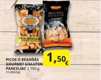 Supermercados MAS Picos O Regañás Gourmet S- Gluten Panceliac 100g oferta