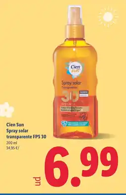 Lidl CIEN SUN solar transparente FPS 30 oferta