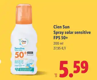 Lidl CIEN SUN Spray solar sensitive FPS 50+ oferta