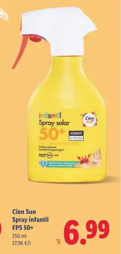 Lidl CIEN SUN Spray infantil FPS 50+ oferta