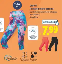 Lidl CRIVIT Pantalón pirata técnico oferta