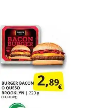 Supermercados MAS Burger Bacon O Queso Brooklyn 220g oferta
