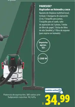 Lidl PARKSIDE Aspirador en húmedo y seco oferta