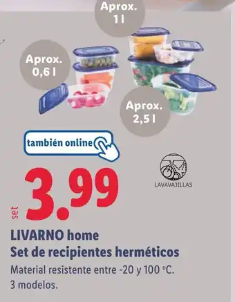 Lidl LIVARNO home Set de recipientes herméticos oferta