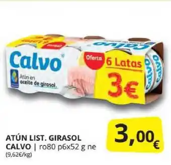 Supermercados MAS Calvo Atún List; Girasol oferta